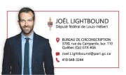 Carte d'affaire - Joël Lightbound, député fédéral de Louis-Hébert | Jamais sans mon casque